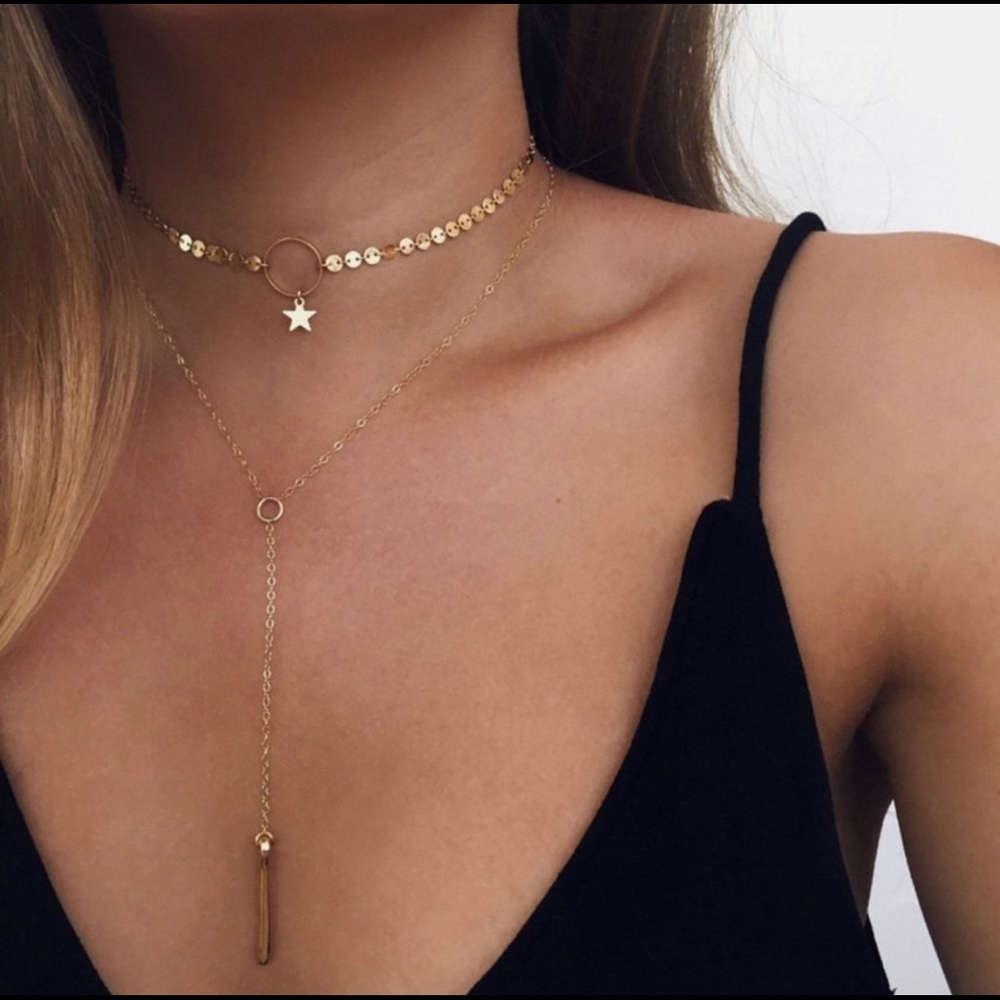 Gold Star Layered Choker